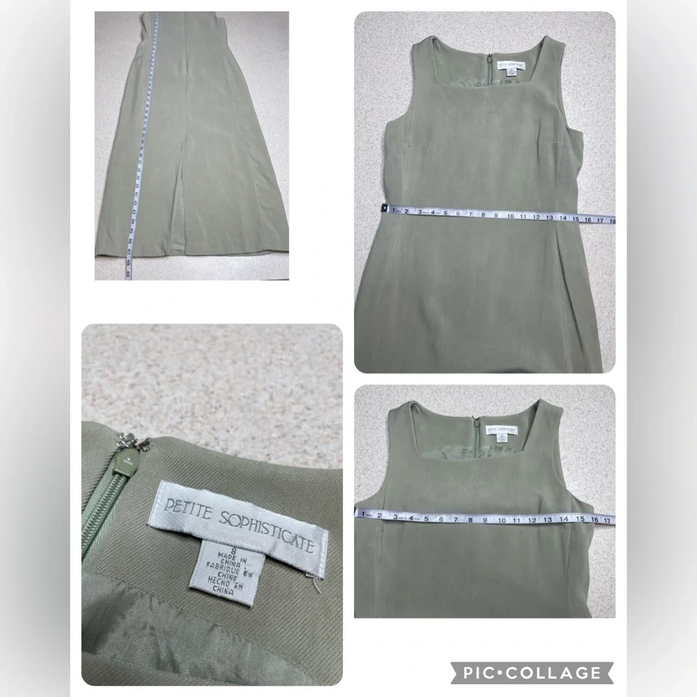 4 Piece Silk Suits Jacket, Dress, Beaded Shell, Pants Sage Green Sz 4,8,6,and 10 - Picture 10 of 14
